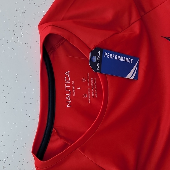 NAUTICA RASHGUARD LONG SLEVES SHIRT RED BLUE LOGO - Picture 2 of 8